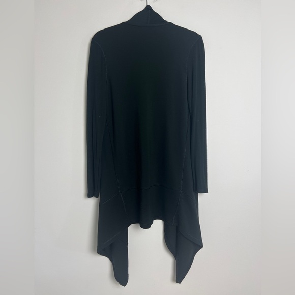 Lauren Ralph Lauren Black Open Front Shark Bite Hem Lightweight Open Cardigan M - Picture 10 of 13